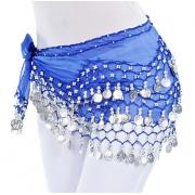 ceinture de danse orientale bleu roy avec sequins argenté